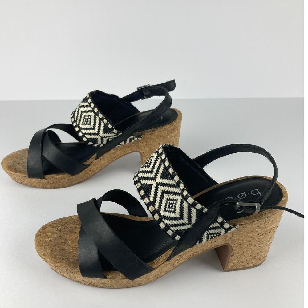 BOC Calissa‎ Platform Sandals Black Tribal Strap Block Heels  Size 8